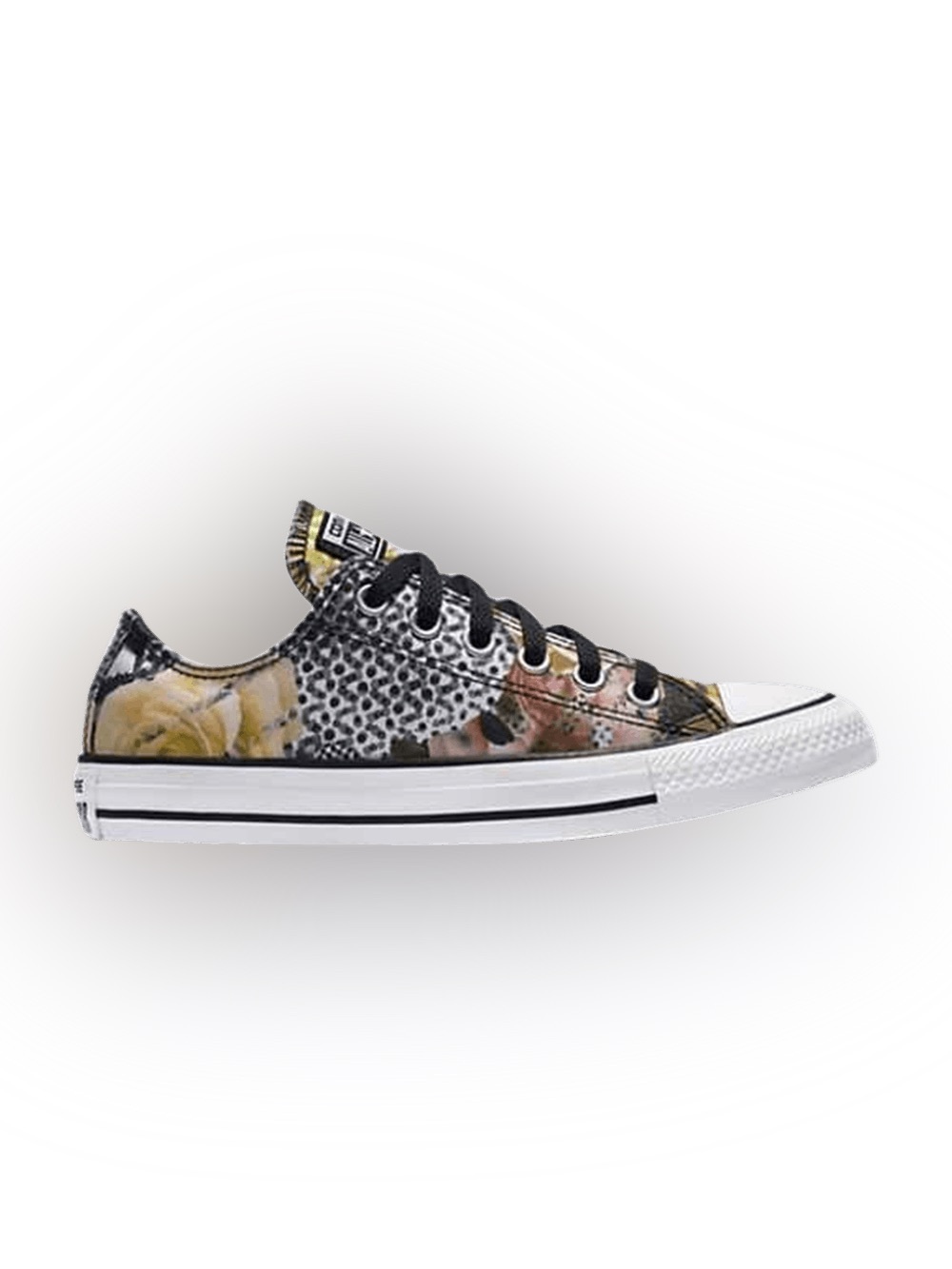 Floral & Leopard Print Low-Top Sneakers - Black Accents